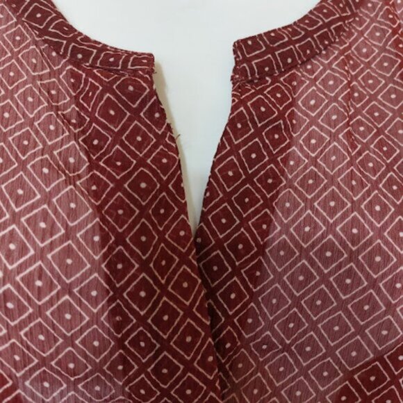 Long Red Printed Tank Sleeveless Blouse Size 2X - Picture 4 of 5